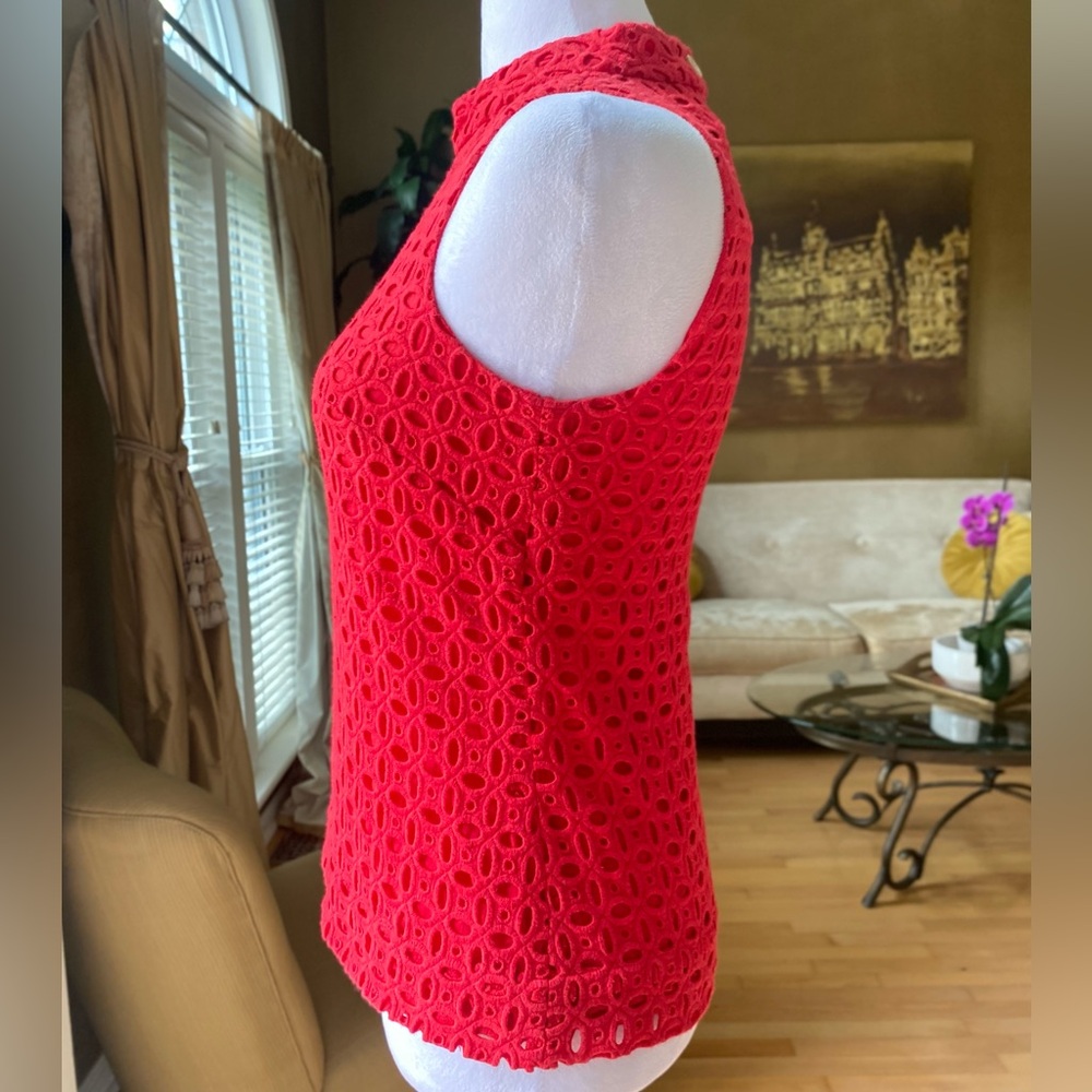 J. Crew Ultra Eyelet Shell Tank Top Red Size 00 - Picture 3 of 10